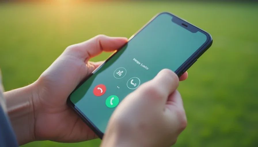 A filtered work call arriving during the game Smartphone held low on a sports sideline showing an incoming work call during a youth game.