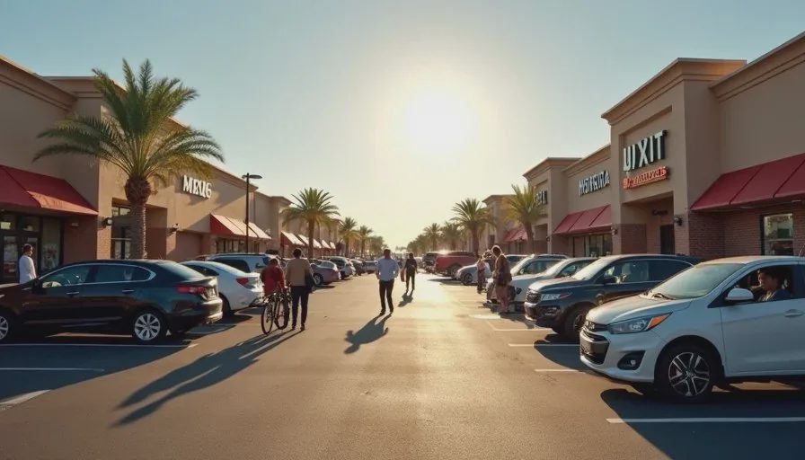 Public retail parking lot chosen as a safe daylight meeting place for a tool or parts exchange.