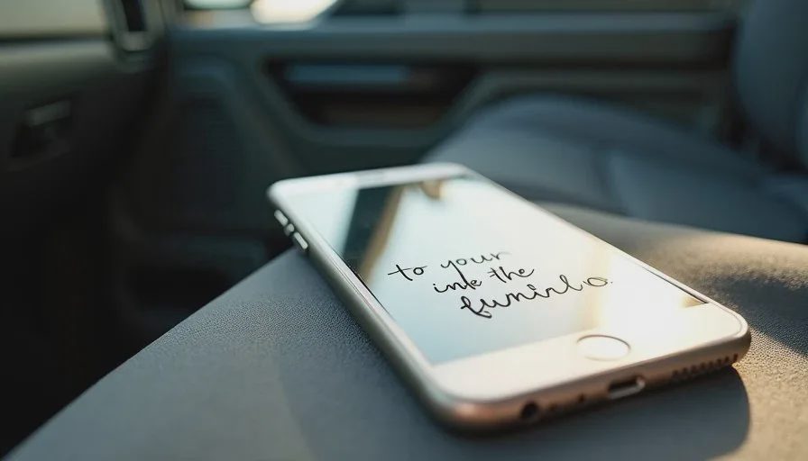 Capturing the quote and scope quickly before work begins Smartphone and notepad with a handwritten job quote resting on the seat of a work truck.